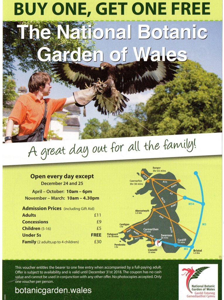 National Botanic Garden Carmarthenshire Discount Vouchers